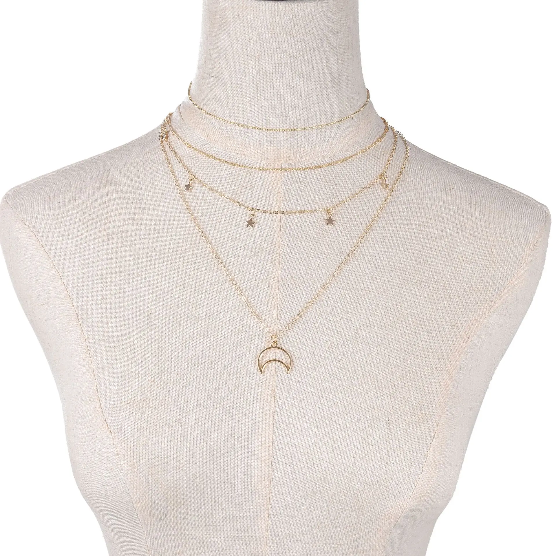 Bohemia Multilayer Moon Star Necklaces for Women Hollow Silver Color Beads Chain Necklaces Pendants Female Jewelry 
Bohemia Multilayer Moon Star Necklaces for Women Hollow Silver Color Beads Chain Necklaces Pendants Female Jewelry