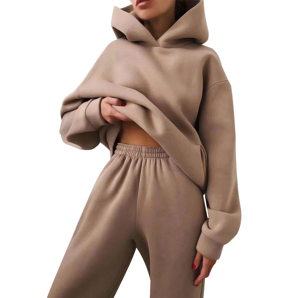 Solid Color Women Casual Hooded Tracksuit Suit Autumn Fashion Warm Hoodie Sweatshirt Oversized Pullover Long Pant Two Pieces Set
Solid Color Women Casual Hooded Tracksuit Suit Autumn Fashion Warm Hoodie Sweatshirt Oversized Pullover Long Pant Two Pieces Set
