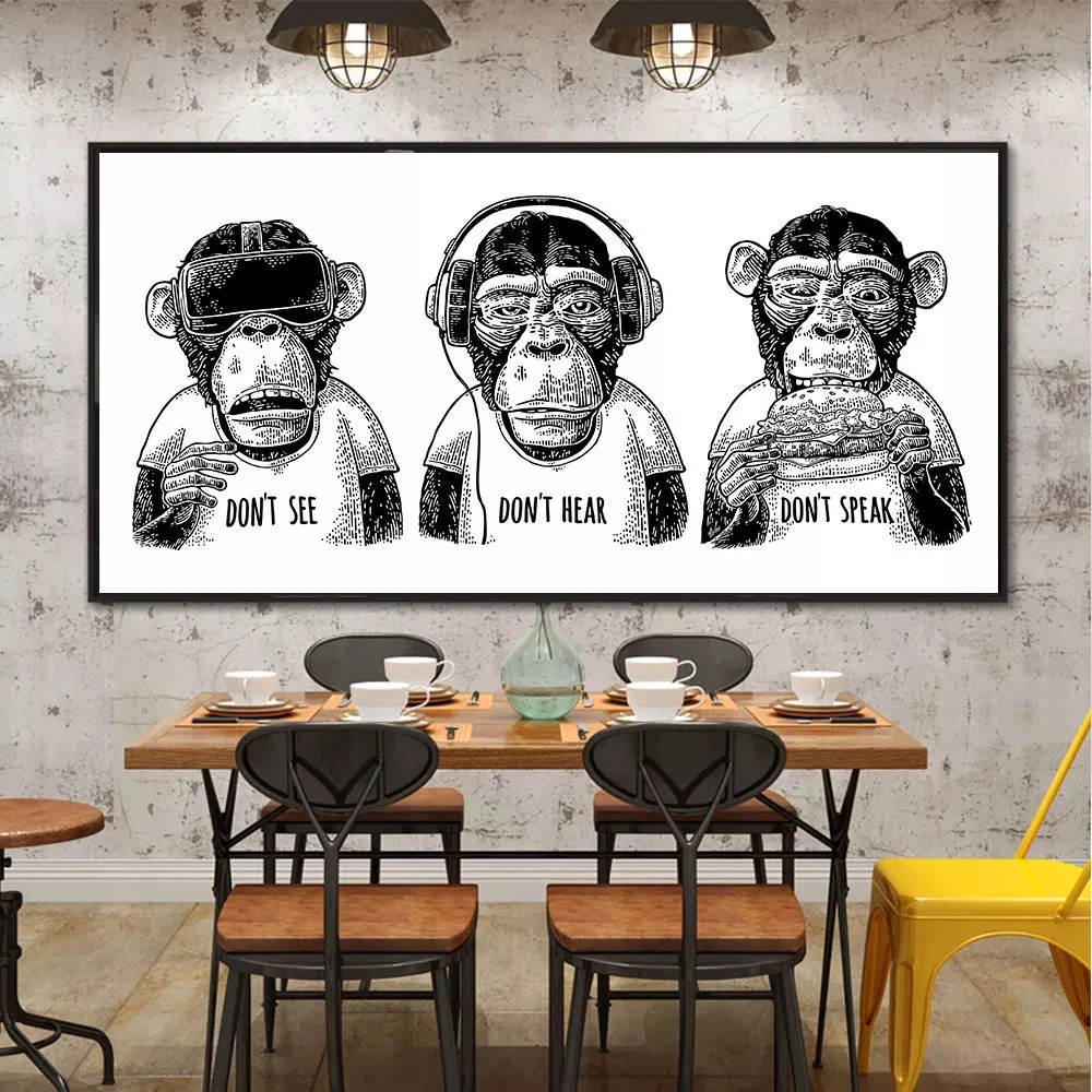 Animal painting funny earphone monkey canvas painting mural black and white poster and print painting living room decoration
Animal painting funny earphone monkey canvas painting mural black and white poster and print painting living room decoration