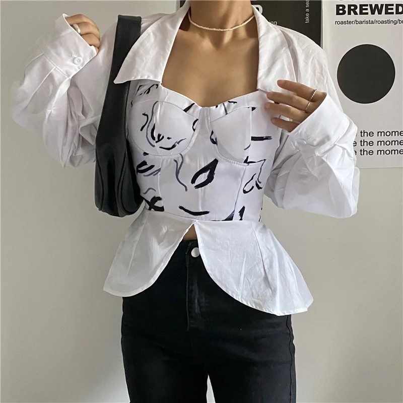 ONALIPPA Women Shirt 2021 Autumn Korean Chic Slimming Square Neck Print Stitching Fake Two-Piece Hem Slit Lantern Sleeve Blouses
ONALIPPA Women Shirt 2021 Autumn Korean Chic Slimming Square Neck Print Stitching Fake Two-Piece Hem Slit Lantern Sleeve Blouses