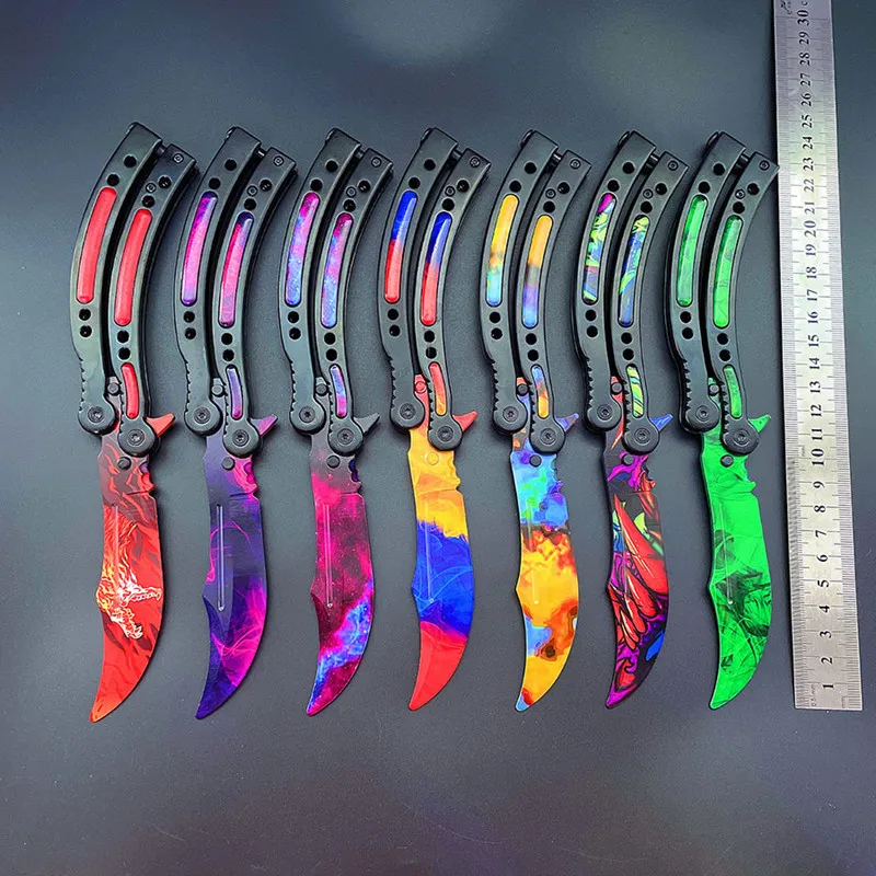 CSGO Stainless Steel Knife Anime In Same Butterfly Traning Knife Folding Knife Unedged Toy EDC Survival Tools Gift Pocket Knifes
CSGO Stainless Steel Knife Anime In Same Butterfly Traning Knife Folding Knife Unedged Toy EDC Survival Tools Gift Pocket Knifes