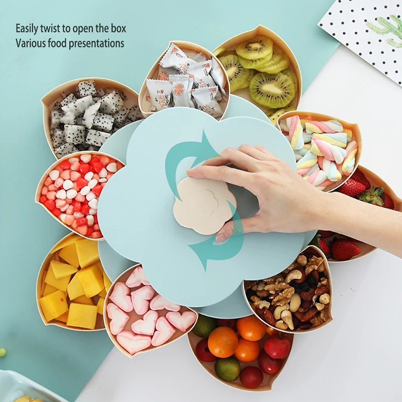 Double-layer Petal Rotating Plastic Storage Box Food Container Wedding Candy Box Plate Multifunction Rotating Makeup Organizer
Double-layer Petal Rotating Plastic Storage Box Food Container Wedding Candy Box Plate Multifunction Rotating Makeup Organizer