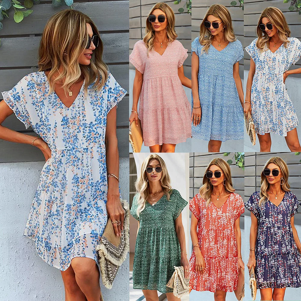 Women Dresses Summer 2021 Sexy V Neck Floral Print Boho Beach Dress Ruffle Short Sleeve A Line Mini Loose Dress Sundress Robe
Women Dresses Summer 2021 Sexy V Neck Floral Print Boho Beach Dress Ruffle Short Sleeve A Line Mini Loose Dress Sundress Robe
