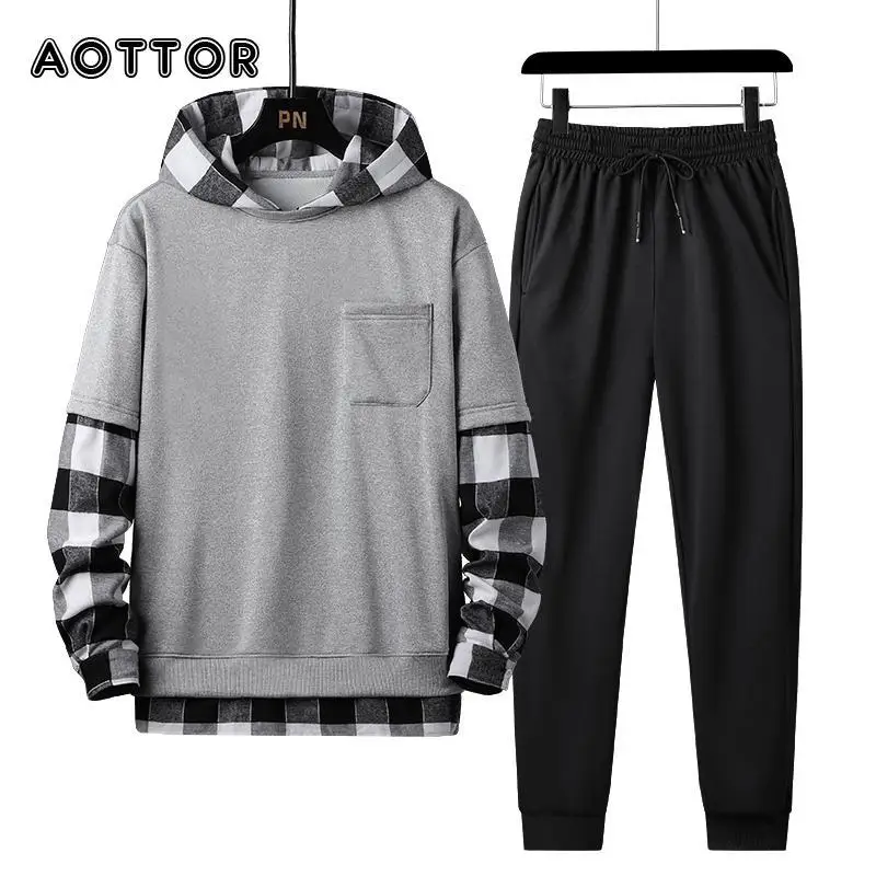 Spring Autumn Mens Set Tracksuit Men Plaid Patchwork Hoodies + Pants 2 Pieces Set Fashion Studen Sports Suit Streetwear 4XL
Spring Autumn Mens Set Tracksuit Men Plaid Patchwork Hoodies + Pants 2 Pieces Set Fashion Studen Sports Suit Streetwear 4XL