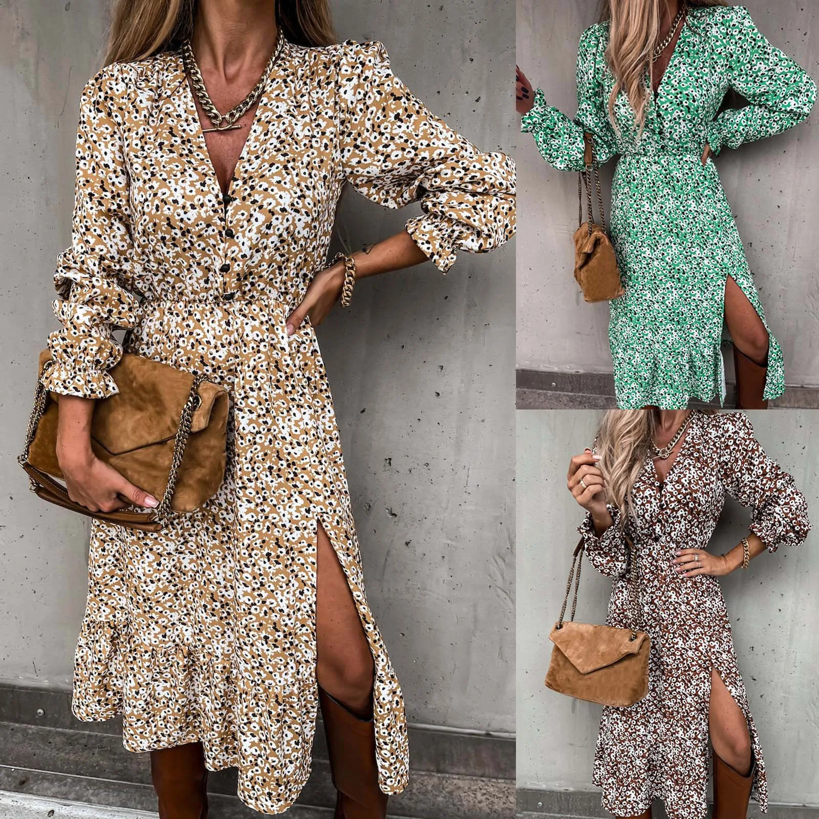 Bohemian Dot Printed Dress Women Sexy Deep V Bandage Button Casual Beach Holiday Long Dress Female High Slit Maxi Dress Vestidos
Bohemian Dot Printed Dress Women Sexy Deep V Bandage Button Casual Beach Holiday Long Dress Female High Slit Maxi Dress Vestidos