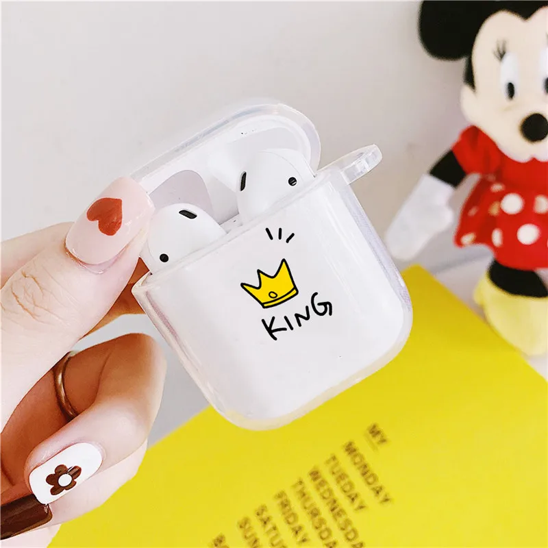 Милые чехлы для наушников Queen King Crown Airpods 2 1 мультяшный защитный мягкий прозрачный