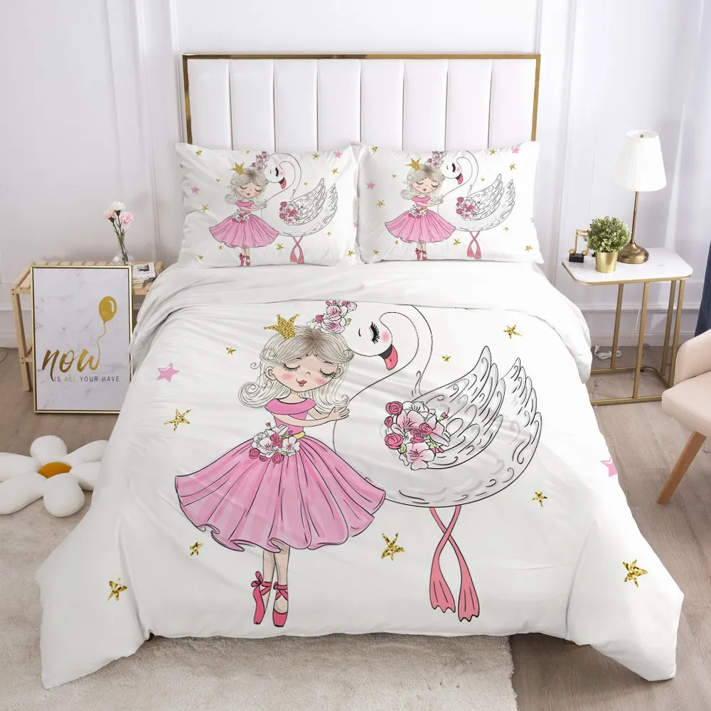 oentyo Girls Princess Cartoon Bedding Set for Baby Kids Children Crib Duvet Cover Set Pillowcase Quilt Cover Cute Pink swan 
oentyo Girls Princess Cartoon Bedding Set for Baby Kids Children Crib Duvet Cover Set Pillowcase Quilt Cover Cute Pink swan