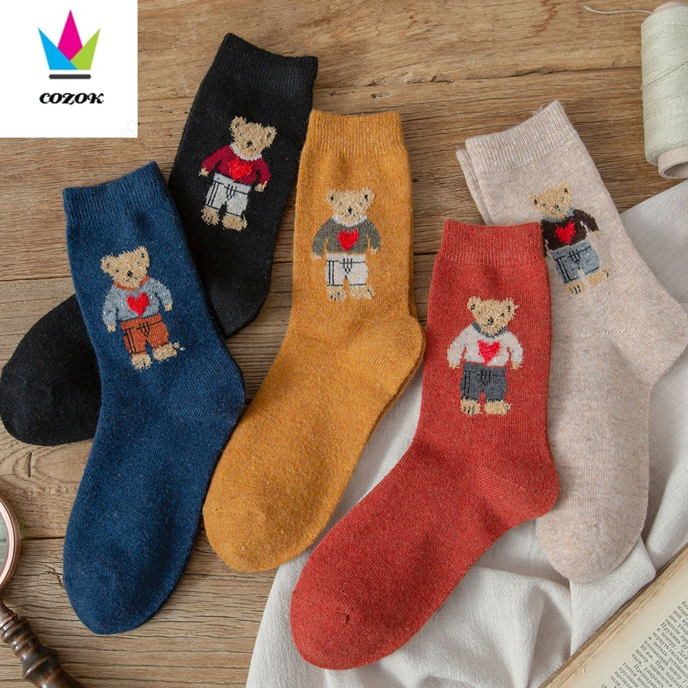 Winter thick woolen socks female Japanese retro cute sweet cartoon bear embroidery autumn and winter warm socks woman socks
Winter thick woolen socks female Japanese retro cute sweet cartoon bear embroidery autumn and winter warm socks woman socks