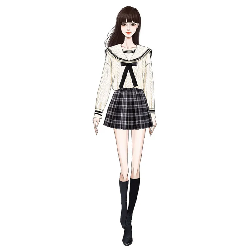 ICHOIX Autumn Winter Retro Student Suits Sailor Collar Pullover Knitted Sweater Female Pleated Plaid Skirt 2 Piece Set
ICHOIX Autumn Winter Retro Student Suits Sailor Collar Pullover Knitted Sweater Female Pleated Plaid Skirt 2 Piece Set
