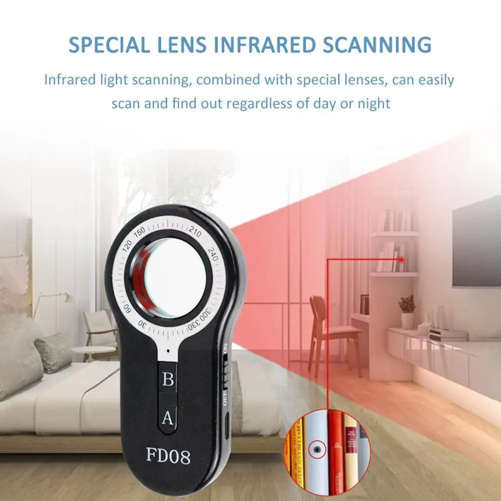Anti Hidden Camera Finder FD08 Infrared Camera Scanner Anti-eavesdropping Vibration Alarm for Travel Busin R5J5
Anti Hidden Camera Finder FD08 Infrared Camera Scanner Anti-eavesdropping Vibration Alarm for Travel Busin R5J5