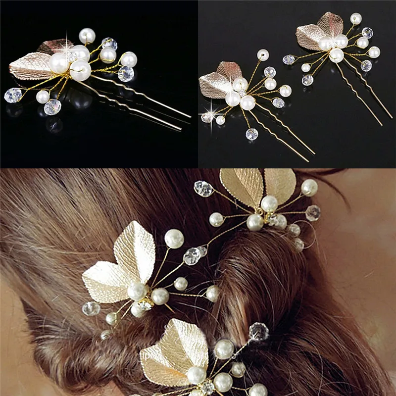 4PCs Women Bridal bridesmaid Pearl Gold Leaf Headpiece Hair Pin Hairpin Wedding Fashion
4PCs Women Bridal bridesmaid Pearl Gold Leaf Headpiece Hair Pin Hairpin Wedding Fashion