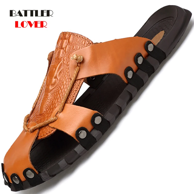 Summer Breathable Men's Sandals Genuine Leather Casual Slippers Comfortable Flats Outdoor Man Slippers Roman Style Beach Sandals
Summer Breathable Men's Sandals Genuine Leather Casual Slippers Comfortable Flats Outdoor Man Slippers Roman Style Beach Sandals
