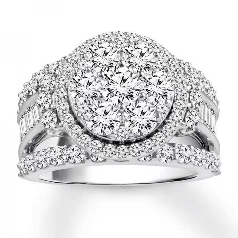 Trendy Silver Color Rhinestone Crystal Finger Ring for Women Wedding Engagement Round Full Zircon Fashion Jewelry
Trendy Silver Color Rhinestone Crystal Finger Ring for Women Wedding Engagement Round Full Zircon Fashion Jewelry