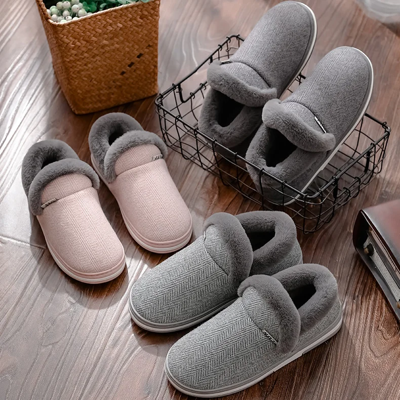 Winter Leisure Home Striped Cotton Slippers Platform Flat Round Toe Thick Non Slip Sole Faux Fur Edge Warm Plush Lining Shoes
Winter Leisure Home Striped Cotton Slippers Platform Flat Round Toe Thick Non Slip Sole Faux Fur Edge Warm Plush Lining Shoes
