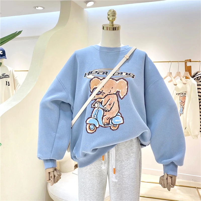 Winter Thicken Fleece Sweatshirt Women Long Sleeve Crew Neck Loose Cartoon Printing Casual Flocking Sweat Coat Students Teens
Winter Thicken Fleece Sweatshirt Women Long Sleeve Crew Neck Loose Cartoon Printing Casual Flocking Sweat Coat Students Teens