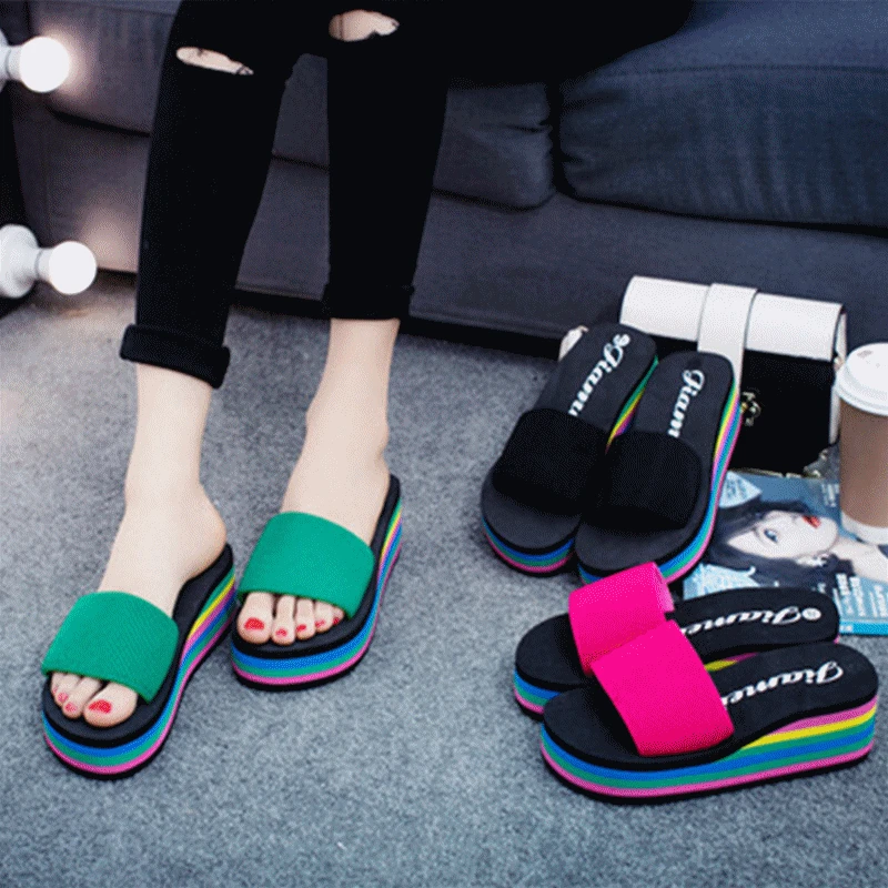 Women Sandals Slippers Summer Fashion Rainbow Slides Sandals Home Shoes Wedge Heels Beach Sandals 8 Style
Women Sandals Slippers Summer Fashion Rainbow Slides Sandals Home Shoes Wedge Heels Beach Sandals 8 Style