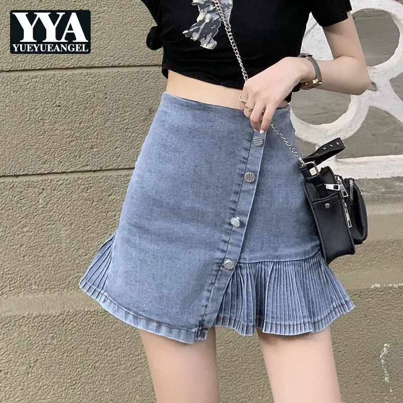Women High Waist Denim Short Skirts Spring Summer Irregular Pleated Spliced A-Line Skirt Ladies Punk Gothic Blue Mini Skirts
Women High Waist Denim Short Skirts Spring Summer Irregular Pleated Spliced A-Line Skirt Ladies Punk Gothic Blue Mini Skirts
