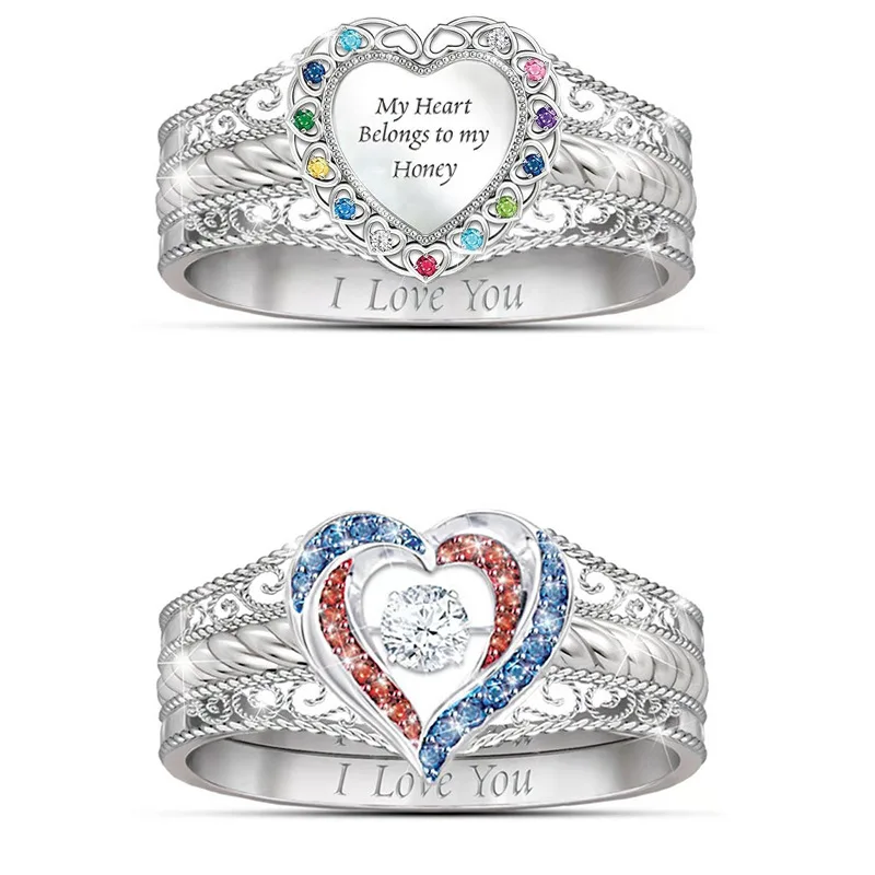 Heart Shaped Crystal Decoration Finger Ring Jewelry Women Letter Engraved 2021 Christmas Gift
Heart Shaped Crystal Decoration Finger Ring Jewelry Women Letter Engraved 2021 Christmas Gift