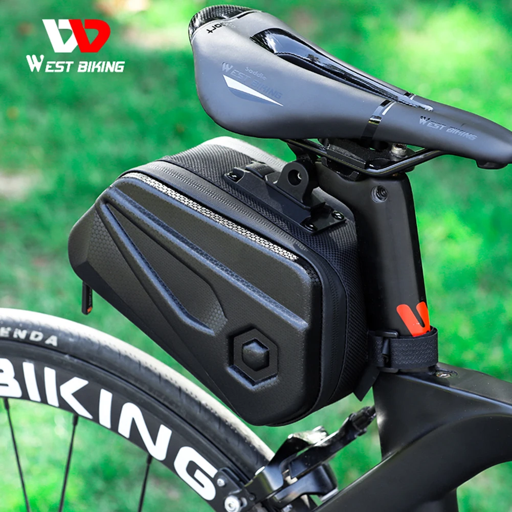 Bicycle Hard Saddlebag PU EVA 2.6L Large Capacity Reflective Saddle Bag Scratch-Proof Bike Cushion Tail | Спорт и развлечения