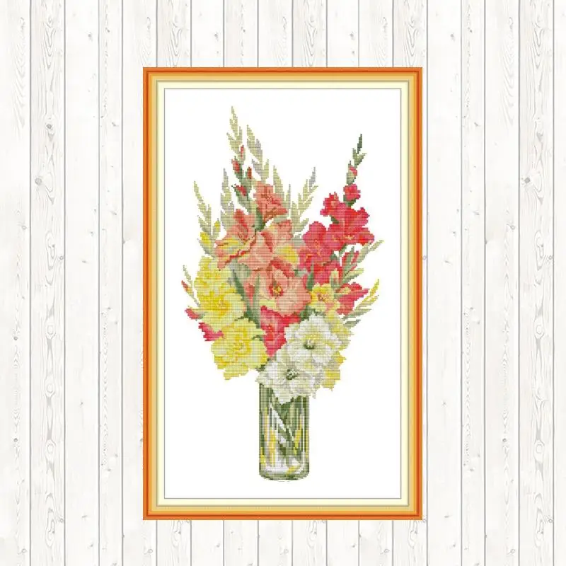 Gladiolus 14ct 11ct Печать на холсте Сделай Сам ручной работы наборы для вышивки