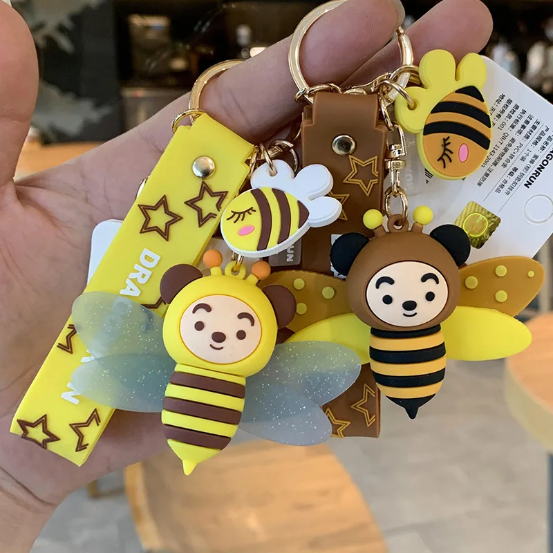 Hot Cartoon Silicone Bee Car Keychain Net Red Girl Bee Pendant Key Ring Couple Student School Bag Key Chains
Hot Cartoon Silicone Bee Car Keychain Net Red Girl Bee Pendant Key Ring Couple Student School Bag Key Chains
