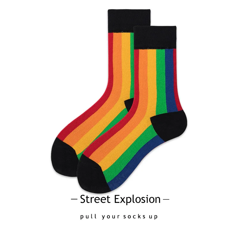 Autumn andwinter new lovers of the original wind rainbow vertical bar Korean street socks in men and women recommended stockings
Autumn andwinter new lovers of the original wind rainbow vertical bar Korean street socks in men and women recommended stockings
