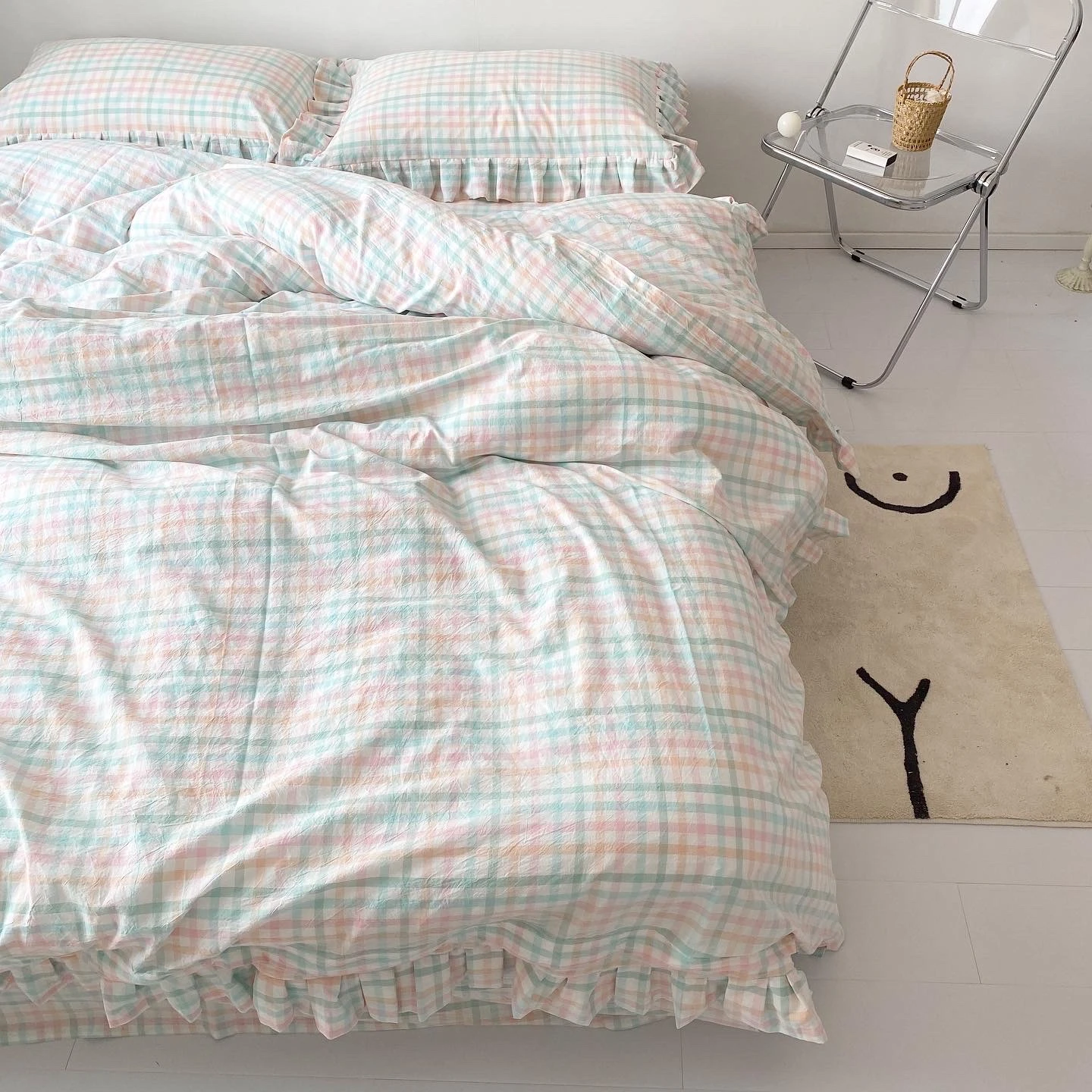 Plaid cotton bedding set large double bed with ruffles gentle lovely girl room decoration quilt cover set fitted sheet
Plaid cotton bedding set large double bed with ruffles gentle lovely girl room decoration quilt cover set fitted sheet
