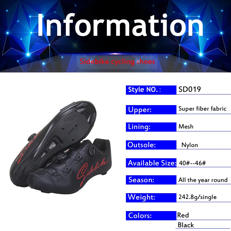 SIDEBIKE Road Cycling Shoes Carbon Fiber Sapatilha Ciclismo Ultralight Self-Locking Professional Bicycle Racing Men Sneakers
SIDEBIKE Road Cycling Shoes Carbon Fiber Sapatilha Ciclismo Ultralight Self-Locking Professional Bicycle Racing Men Sneakers