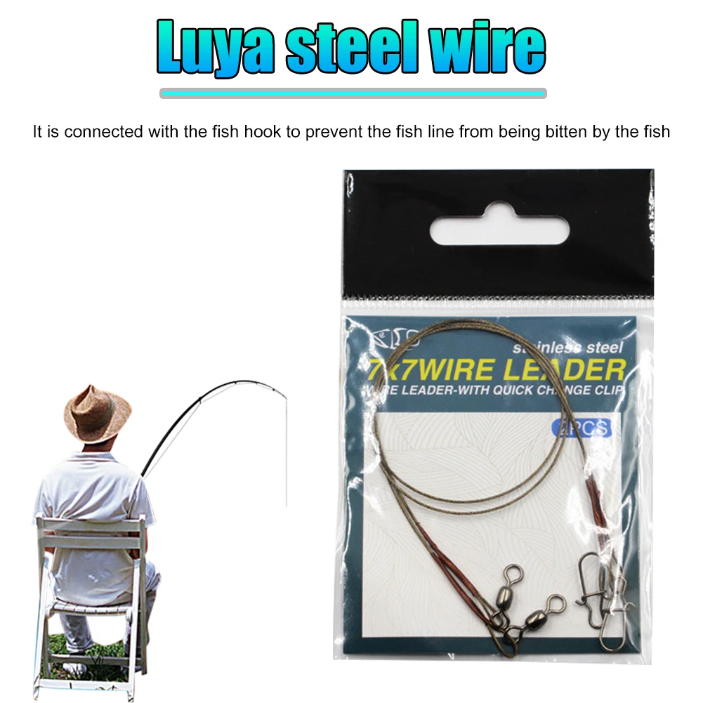 2pcs Stainless Steel Wire Leader Fishing Leash with Rolling Swivels Lure Anti-Bite Line for Pike Fishing Accessories
2pcs Stainless Steel Wire Leader Fishing Leash with Rolling Swivels Lure Anti-Bite Line for Pike Fishing Accessories