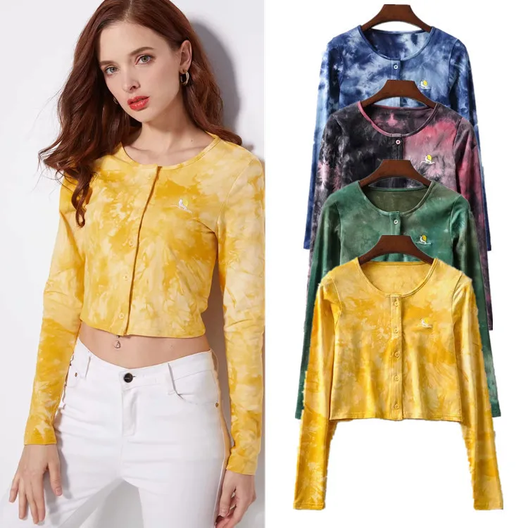 2020 Fashion Women Autumn Long Sleeve Short T-shirt Top Female Tie Dye Crop Top Tee Shirt Femme Elegant tshirt Streetwear
2020 Fashion Women Autumn Long Sleeve Short T-shirt Top Female Tie Dye Crop Top Tee Shirt Femme Elegant tshirt Streetwear