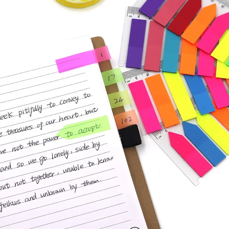 

Creative Stationery Index Paste Label Stickers Fluorescent Classification Self-Adhesive Memo Pad Sticky Notes Bookmark