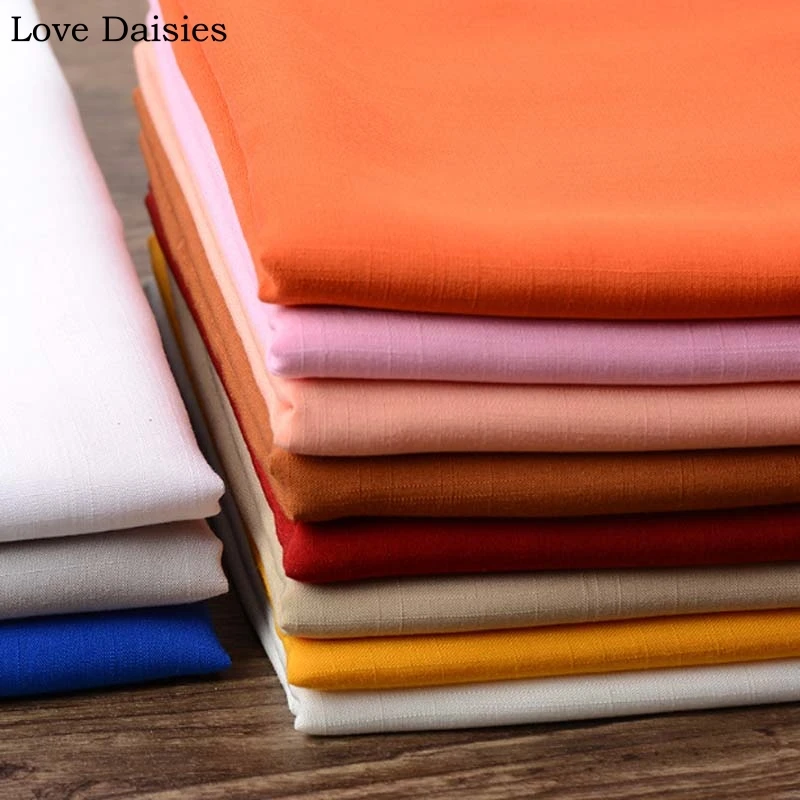 

100% Rayon Slub Solid Color WHITE PINK GRAY NAVY KHAKI BROWN Soft Drape fabrics for Summer Apparel Dress Shirt Nightdress