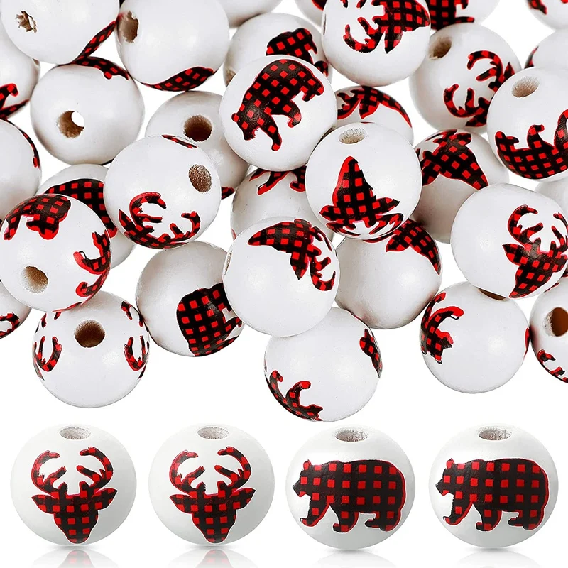 100 Pieces Buffalo Plaid Christmas Wood Beads Deer Bear Print Rustic Farmhouse Wood Round Beads for Garland DIY Crafts
100 Pieces Buffalo Plaid Christmas Wood Beads Deer Bear Print Rustic Farmhouse Wood Round Beads for Garland DIY Crafts