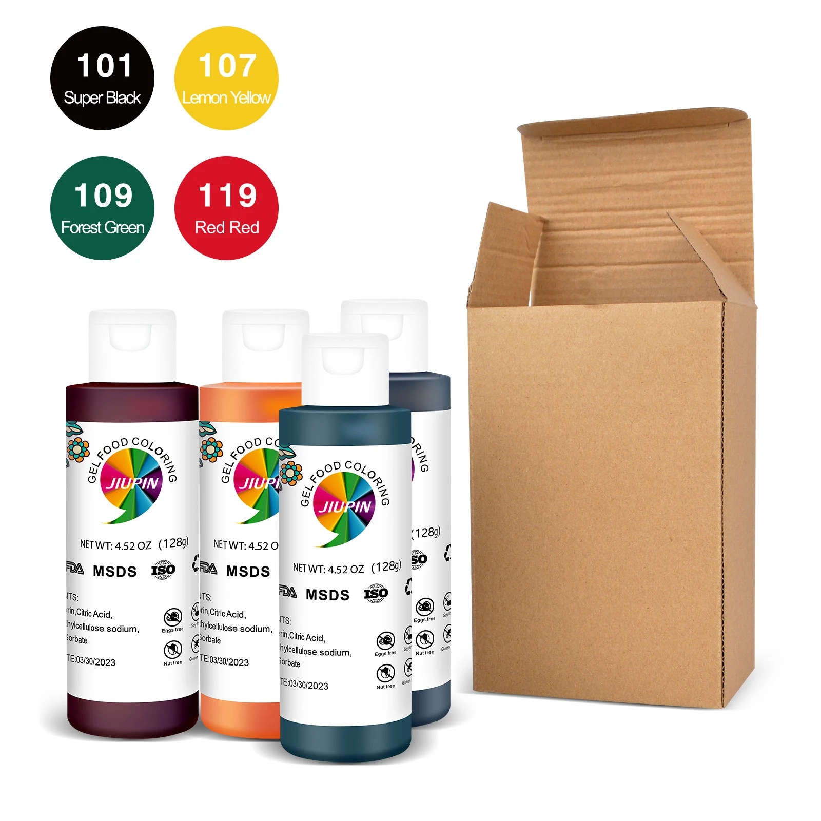 4-Colors 128g/Bottle Food Color Icing Colors Gel-Based Edible Color Pigment For Baking Cake Pastry Fondant Macaron Crean
4-Colors 128g/Bottle Food Color Icing Colors Gel-Based Edible Color Pigment For Baking Cake Pastry Fondant Macaron Crean