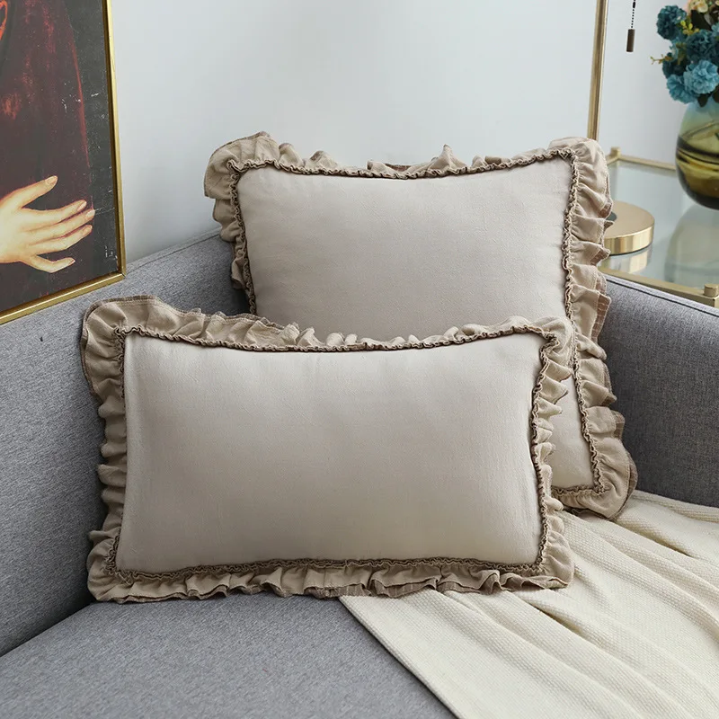 

Nordic Ins Solid Color Ruffle Decorative Cushion Cover Throw Bedroom Sofa Office Pillowcase Cotton Pillow Cover 45X45cm 30x50cm