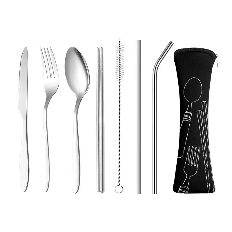 7Pcs Stainless Steel Fork Knife Spoon Chopsticks Cutlery Set Kitchen Outdoor Travel Camping Zipper Bag Portable Dinnerware Sets
7Pcs Stainless Steel Fork Knife Spoon Chopsticks Cutlery Set Kitchen Outdoor Travel Camping Zipper Bag Portable Dinnerware Sets