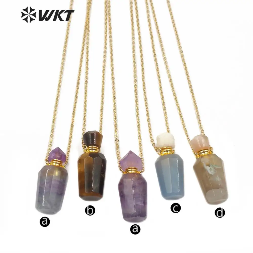 WT-N1175 Hot Sale! Perfume Bottle Necklace Natural Stone Necklace Stone Bottle With Gold Electroplated Chain Elegant Necklace
WT-N1175 Hot Sale! Perfume Bottle Necklace Natural Stone Necklace Stone Bottle With Gold Electroplated Chain Elegant Necklace