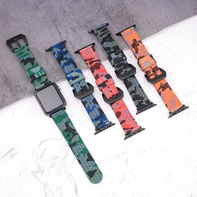 Camouflage Strap For Apple Watch 7 6 se 5 4 3 2 1 Series Watchband 41mm 45mm Rubber Sport Wrist Band For Iwatch 38mm 40 42 44mm
Camouflage Strap For Apple Watch 7 6 se 5 4 3 2 1 Series Watchband 41mm 45mm Rubber Sport Wrist Band For Iwatch 38mm 40 42 44mm