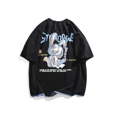 han Men's summer short-sleeved t-shirt pure cotton half-sleeved cartoon printing casual loose round neck top
han Men's summer short-sleeved t-shirt pure cotton half-sleeved cartoon printing casual loose round neck top