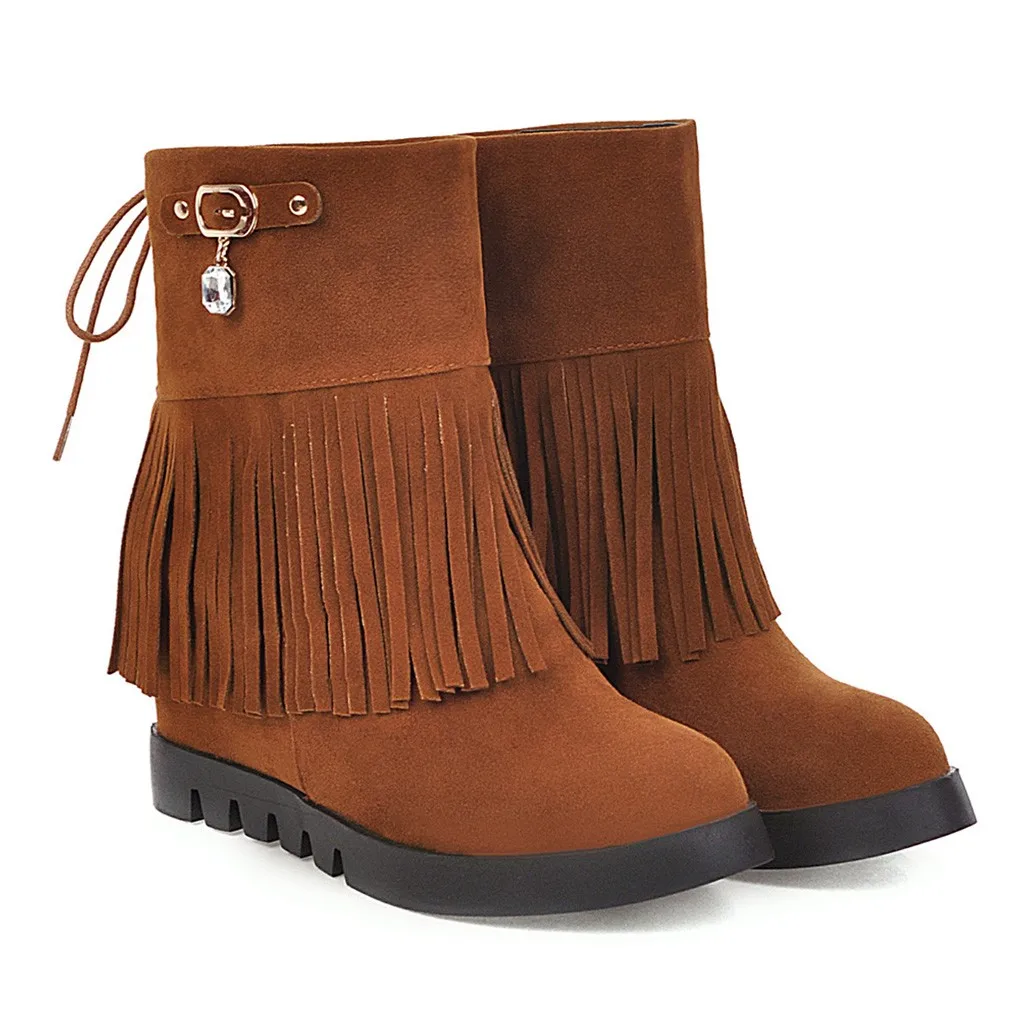 Women Fashion Flat Boots Female Flock Stylish Tassel Wedge Boots Laides Lace-Up Short Boot Winter Plush Keep Warm Shoes 
Women Fashion Flat Boots Female Flock Stylish Tassel Wedge Boots Laides Lace-Up Short Boot Winter Plush Keep Warm Shoes
