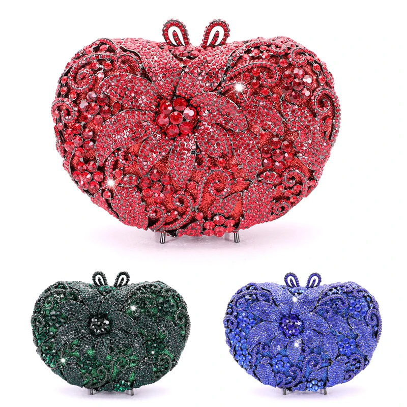 Red/Green/Blue Heart Evening Clutches Fashion Women Shoulder Dinner Bags Elegant Rhinestone Wedding Bridesmaid Purses Wallets
Red/Green/Blue Heart Evening Clutches Fashion Women Shoulder Dinner Bags Elegant Rhinestone Wedding Bridesmaid Purses Wallets