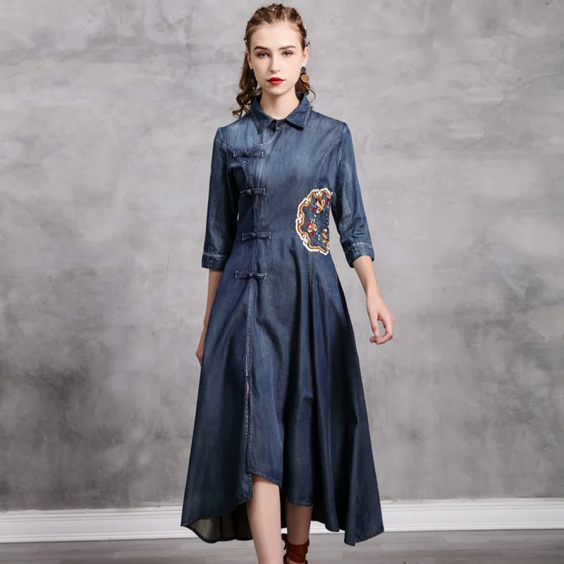 High Quality Fashion Women's 2021 Spring New Irregular Denim Dress Vintage Embroidered Slim Dress Women Vestidos
High Quality Fashion Women's 2021 Spring New Irregular Denim Dress Vintage Embroidered Slim Dress Women Vestidos