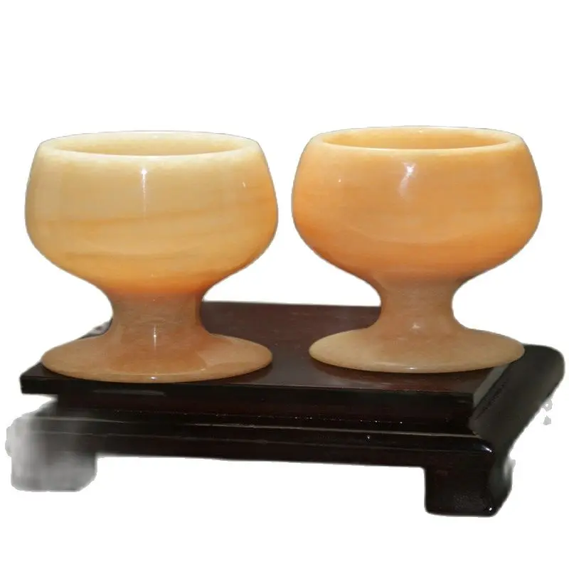 

Exquisite Chinese Jades Goblet Beautiful Natural Color Handmade Wine Cup Light Yellow