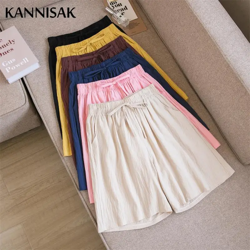 KANNISAK Women Pants Summer 2021 Cotton Linen Breathable Loose Wide Leg Pants Knee Length Korean Sweet Girls Elastic Waist Pants
KANNISAK Women Pants Summer 2021 Cotton Linen Breathable Loose Wide Leg Pants Knee Length Korean Sweet Girls Elastic Waist Pants