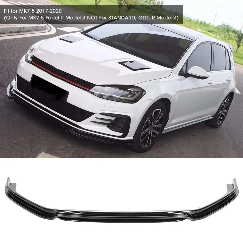 Глянцевый черный двубортный передний спойлер RevoZport подходит для Volkswagen Golf Mk7 5 MK7 R/R