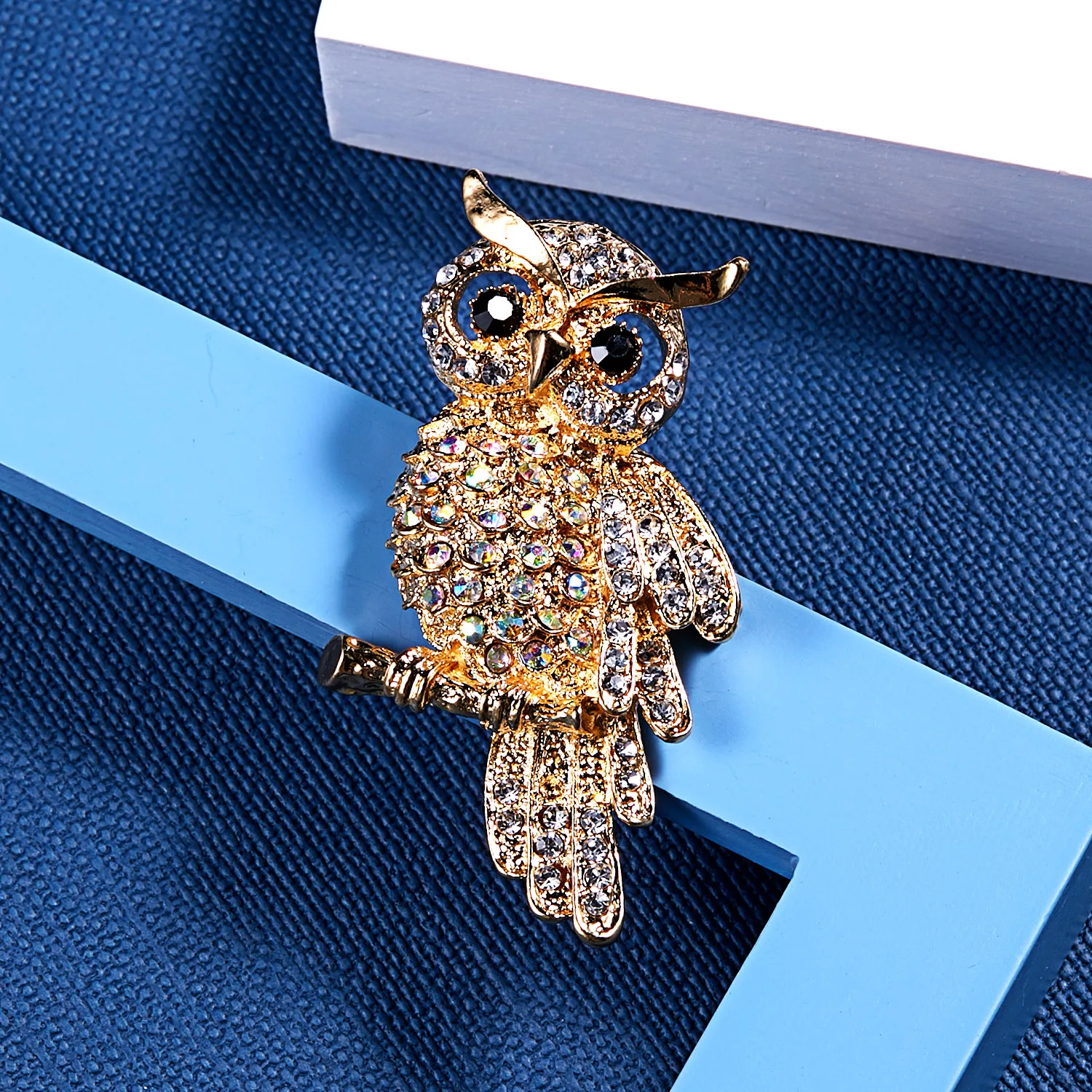 

RINHOO Luxury Full Zircon Owl Bird Brooches For Women Corsage Gold Color Rhinestone Weddings Banquet Jewelry Lapel Pins Gifts