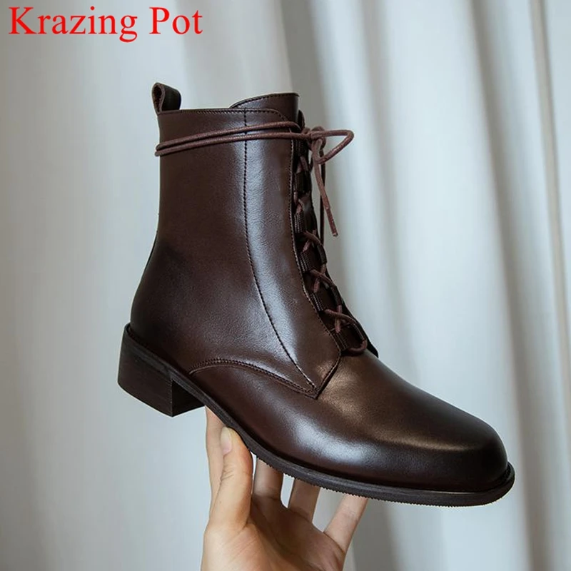 Krazing pot comfortable cow leather vintage classic round toe thick heel zip Chelsea boots winter office lady ankle boots L3f2
Krazing pot comfortable cow leather vintage classic round toe thick heel zip Chelsea boots winter office lady ankle boots L3f2