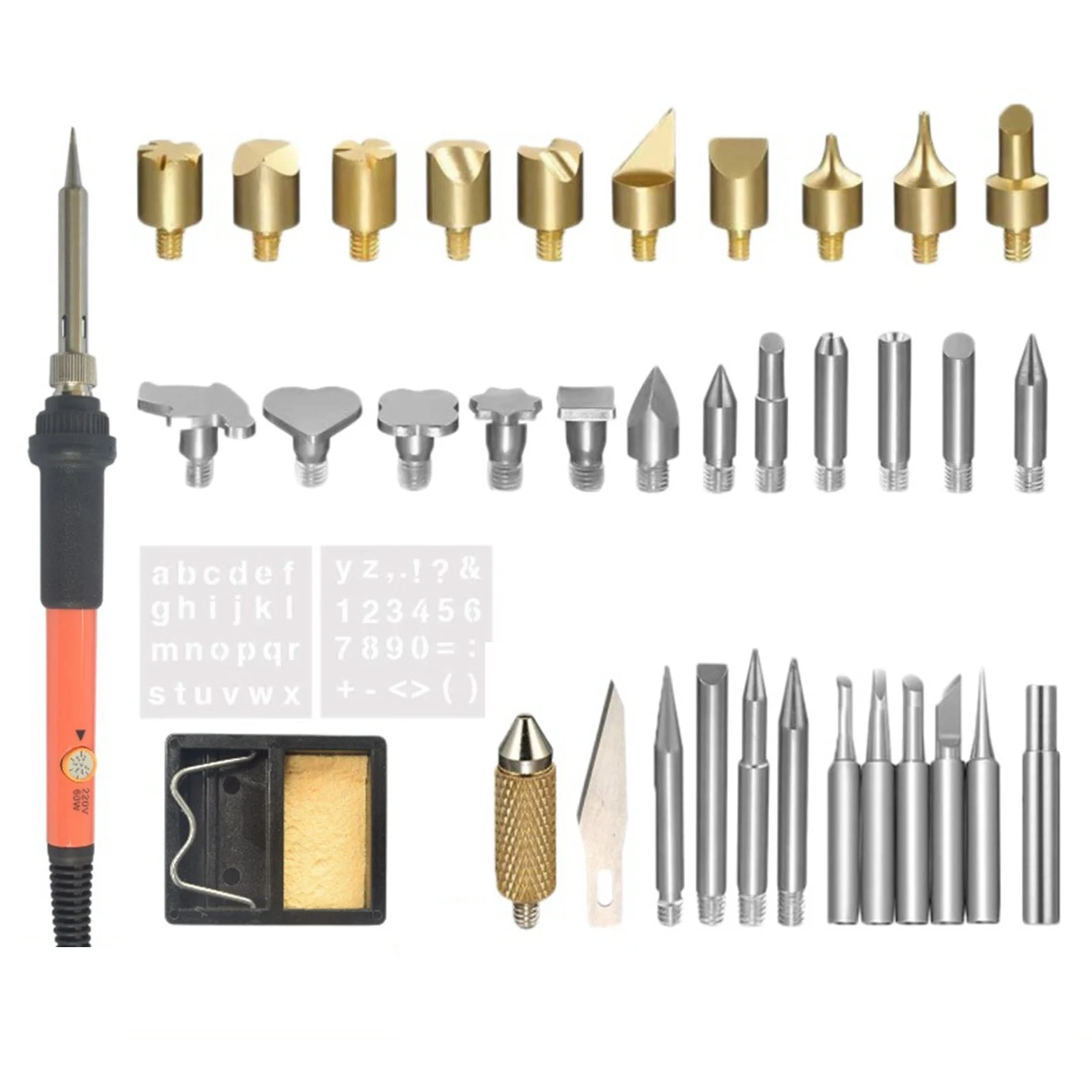 37Pcs Engraving Wood Pyrography Tool 220V 60W Adjustable Temperature Wood Burning Kit Soldering Iron Embossing Carving Pen
37Pcs Engraving Wood Pyrography Tool 220V 60W Adjustable Temperature Wood Burning Kit Soldering Iron Embossing Carving Pen