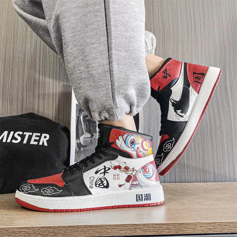 Chinese Style Retro Red Printed Men's Skateboard Sneakers Flat High-top Leather Board Shoes Men Outdoor Non-slip Sport Shoes Men
Chinese Style Retro Red Printed Men's Skateboard Sneakers Flat High-top Leather Board Shoes Men Outdoor Non-slip Sport Shoes Men