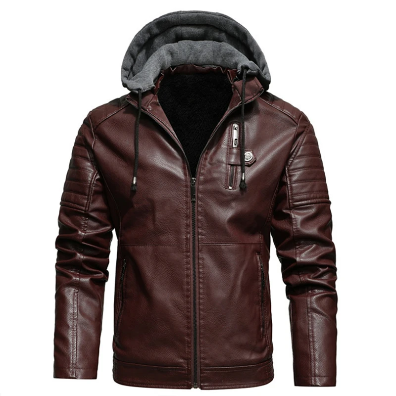 Fashion Hooded Coat Winter Men PU Leather Drawstring Pocket Zipper Plush Jacket Streetwear Male Solid Jacket XL-5XL
Fashion Hooded Coat Winter Men PU Leather Drawstring Pocket Zipper Plush Jacket Streetwear Male Solid Jacket XL-5XL
